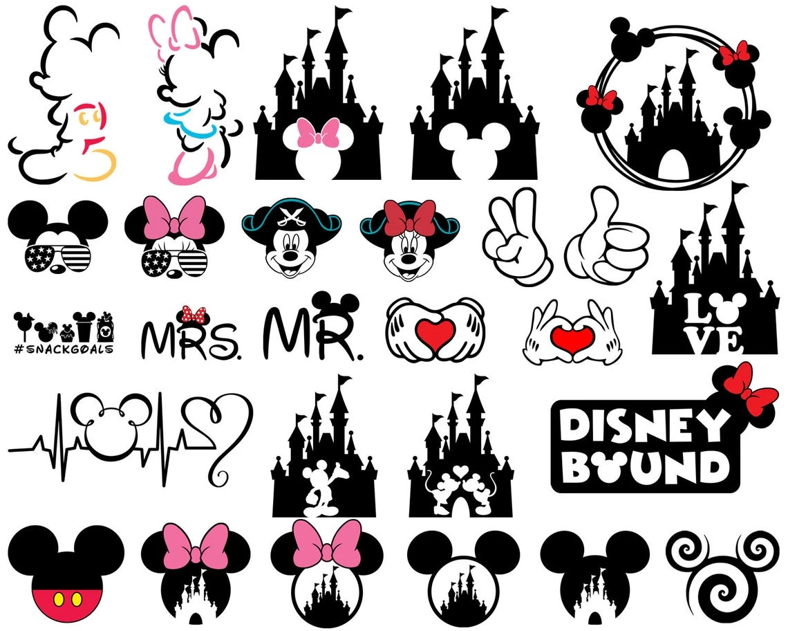 Mickey Mouse SVG, Minnie Mouse SVG, Disney Castle Svg, Clipart, For