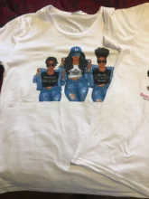 Maycaur Harajuku negro rizado africano el pelo de las niñas, camiseta de las mujeres de dibujos animados estampado gráfico Tops Camiseta Tee amigos T camisas