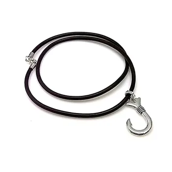 

Choker 925 sterling silver m fishhook 30mm. Brown leather [AA9679]