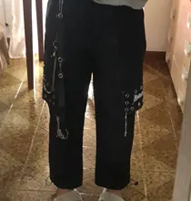 QWEEK-pantalones Cargo negros Harajuku gótico para mujer, ropa de calle gótica de pierna ancha, holgada, Pantalones blancos, moda holgada