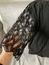6XL geométrica translúcido manga de talla grande blusa Casual botón Mujer Tops Blusas con volantes Camisas manga larga Blusas D25