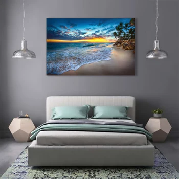 

1 Piece printed Painting ISLAND PARADISE BEACH Framed Canvas Wall Art