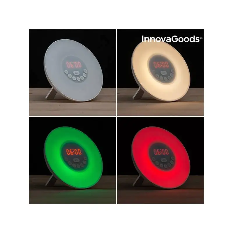 Радио Будильник с эффектом рассвета InnovaGoods светодиодный FM USB белый