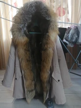 BLUENESSFAIR-Chaqueta larga impermeable de invierno para mujer, abrigo de piel de zorro y mapache Natural, ropa de calle extraíble, 2020
