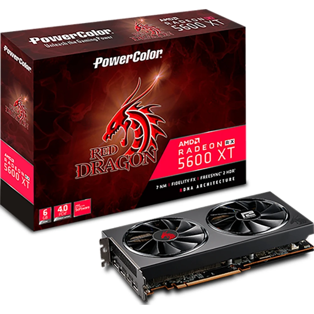 Видеокарта PowerColor Red Dragon AMD Radeon RX 5600XT 1620MHz 6144MB 12000MHz 192 bit RTL [AXRX 6GBD6 3DHR/OC]|Графические