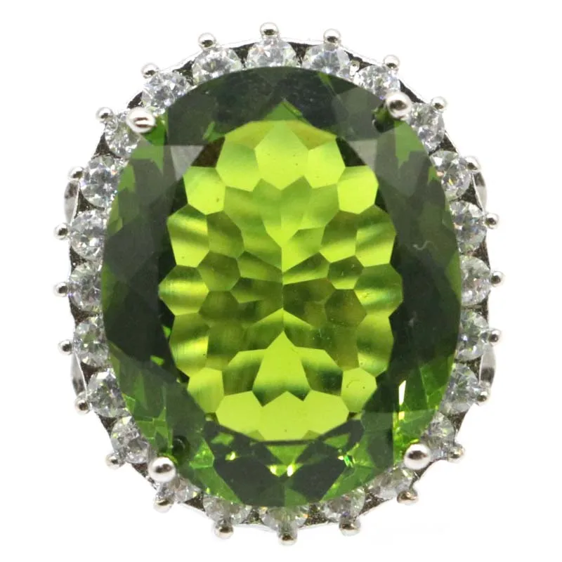 27x23mm 2020 SheCrown Big Oval Gemstone 22x18mm Created Green Peridot CZ Gift For Woman's Silver Rings 27x23mm 2020 SheCrown Big Oval Gemstone 22x18mm Created Green Peridot CZ Gift For Woman's Silver Rings