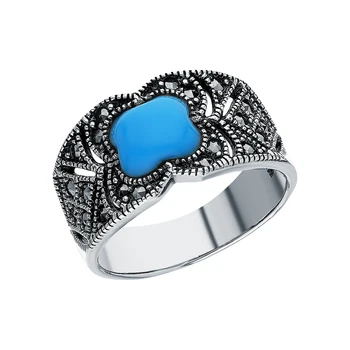

Silver ring with marcasites and turquoise sunlight sample 925