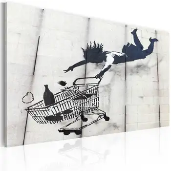 

Table-woman drops with a supermarket trolley (Banksy)-60x40