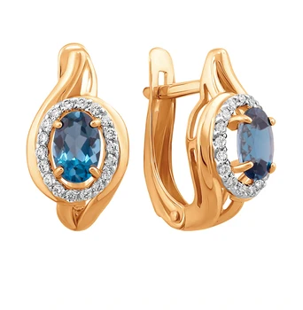 

Gold earrings with Topaz and cubic zirconia sunlight sample 585