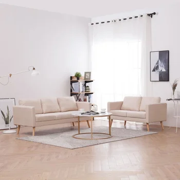 

2 PCs fabric cream sofas sofas Set