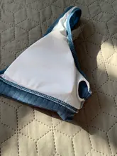 Peachtan-bikinis de cintura alta para mujer, bañador Sexy acanalado liso, traje de baño deportivo para mujer con cuello de pico, bikini a rayas 2021