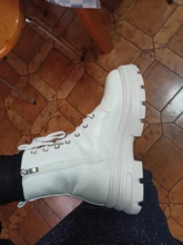 COOTELILI-Botines de punta redonda con cremallera y cordones para mujer, zapatos de moda, antideslizantes, con tacón de 5,5 cm, 2020