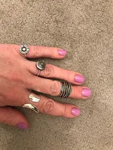 Anillo abierto redondo grande Vintage bohemio para hombre y mujer, Anillos de nudillo de Color plateado antiguo bohemio, joyas bohemias 2021