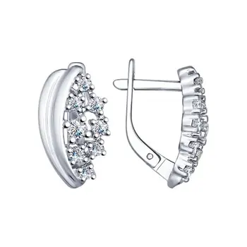 

Sokolov drop earrings with stones in silver with cubic zirconia, fashion jewelry, 925, women's male, long earrings