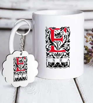 

Personalized Letter White Mug and Keychain Gift Seti-7