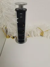 COSWALL para POP 3 hembra 2 puerto de carga USB de la Mesa de cocina toma para escritorio retráctil enchufe de la UE de cuerpo de aluminio de fondo azul