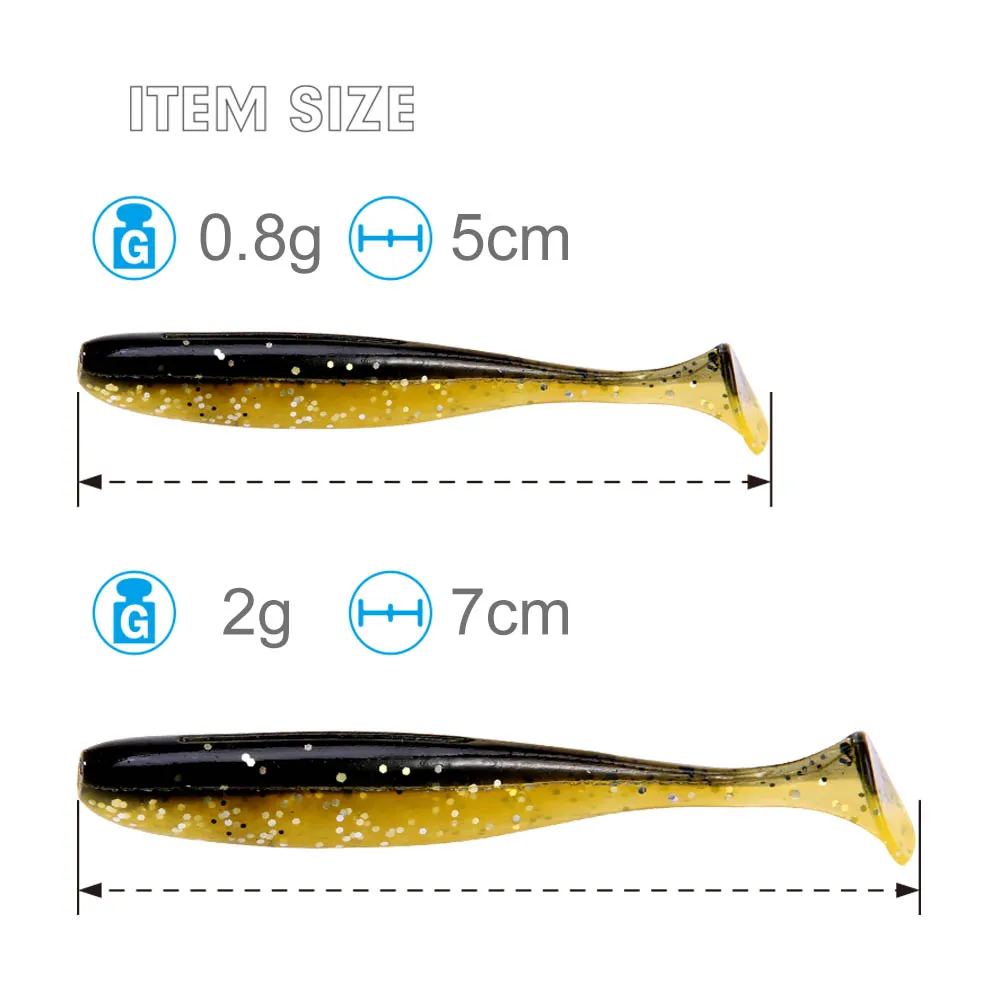 Eazy-실리콘 인공 더블 컬러 샤이너 소프트 미끼 7cm 5cm, 잉어 낚시 스윔베이트