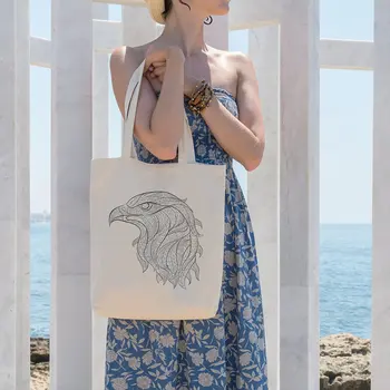 

Angemiel Bag Simple Striped Colorless Eagle Shopping Beach Tote Bag