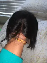 Peluca de cabello humano brasileño Remy para mujeres negras, pelo liso con cierre de encaje 4x4, Bob corto de baja proporción, 120%