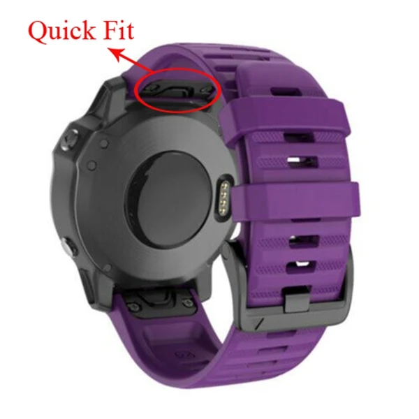 Purple 26 22 мм быстросъемный ремешок для часов Garmin Fenix 6X 6 6S Pro Quick Fit Силиконовый ремешок для наручных часов Garmin Fenix 5 5X 5S - Цвет: Purple