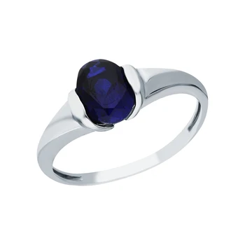 

Silver ring with sapphires synthetic sunlight sample 925