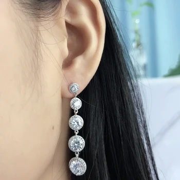 

E122 wedding Jewellry 925 Sterling Silver Long Earrings For Women l jewelry for woman earring quartz wedding jew Free Shipping