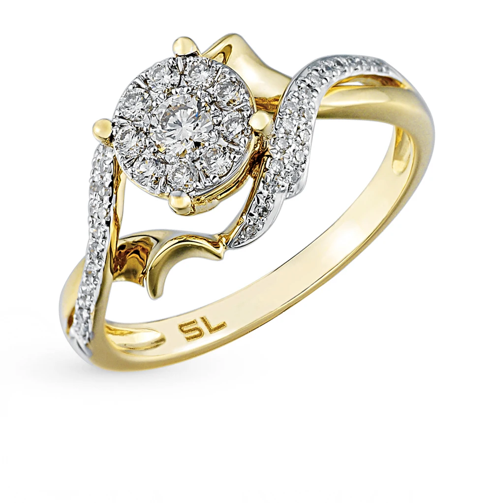 Золотое кольцо с бриллиантами SUNLIGHT проба 585