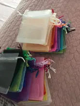 Bolsas de organza de decoración, embalaje para joyería, regalo o fiesta de boda, 7x9, 9x12, 10x15, 13x18CM, 24 colores, 50 unidades