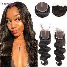 

Non-Remy Body Wave Closure Brazilian Hair Lace 4x4 Closure Human Hair Curly Closures Only Middle Free Three Part 8 to 20