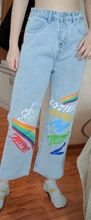 La individualidad Jeans rasgados para damas 2021 de moda Pantalones de pierna ancha azul Pantalones vaqueros de cintura alta Mujer Streetwear