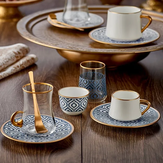 Török Kávéscsésze, Elegáns És Arab Kávékészlet Arany Részletekkel 6 Kávézó - Image 4