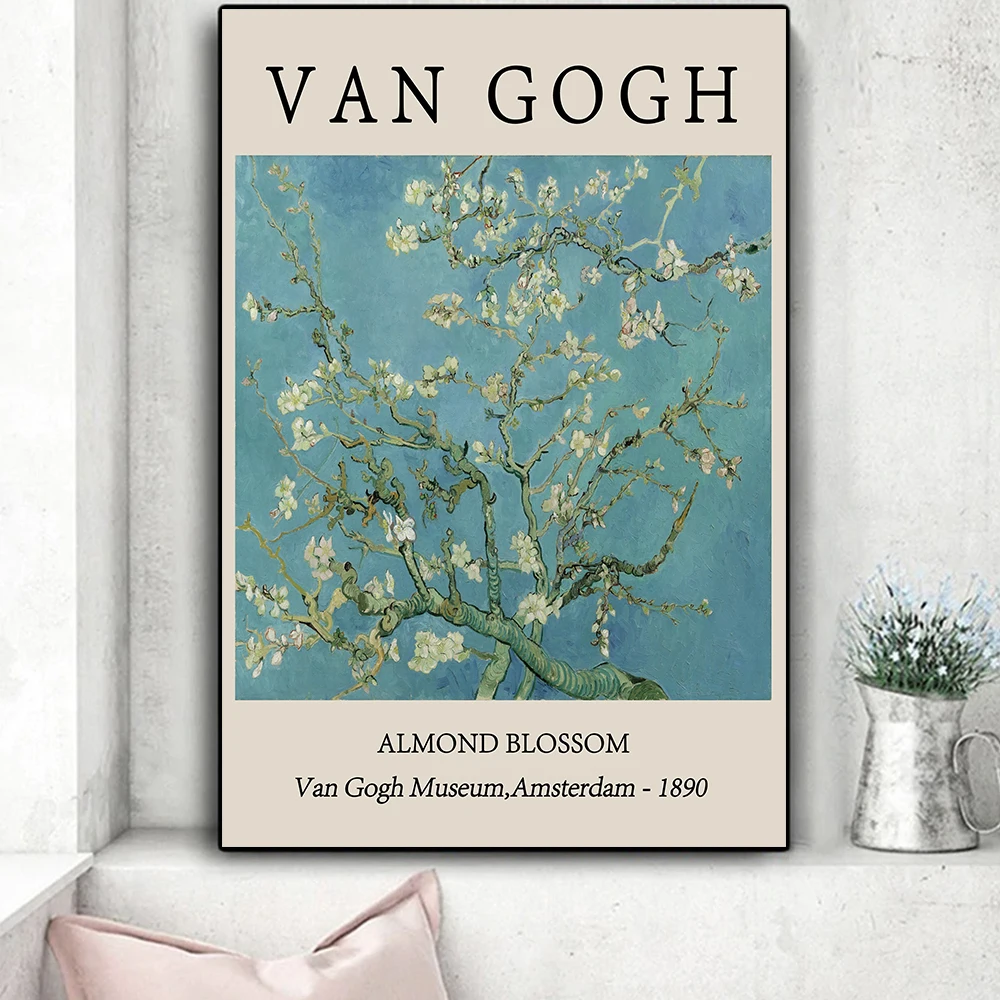 

Van Gogh Almond Blossom Poster Netherlands Nature Scenery Art Print Vintage Flowers Canvas Painting Living Room Decor Picture