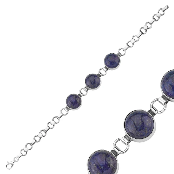 Серебряный 925 пробы Лазурит Камень браслет ручной работы
