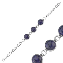 Серебряный 925 пробы Лазурит Камень браслет ручной работы