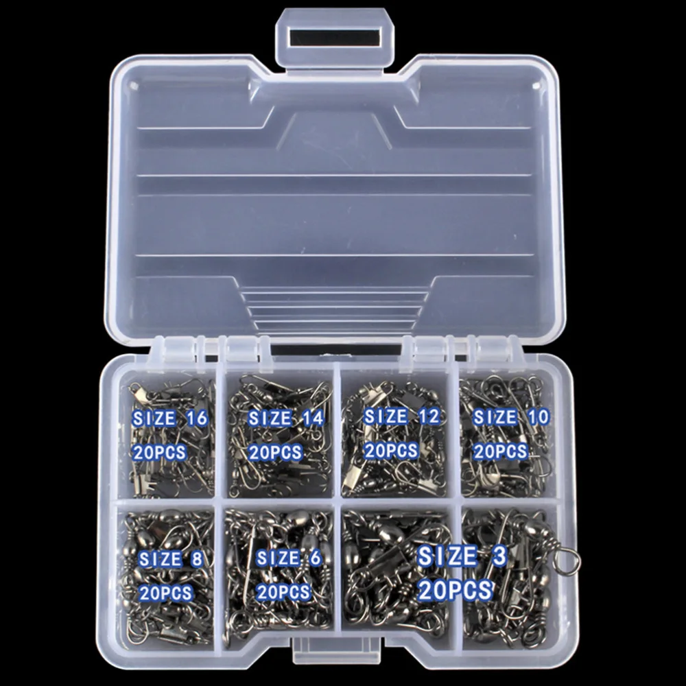 

140PCS Pike Fishing Accessories Connector Pin Snap Bearing Rolling Swivel Stainless Steel Snap Fishhook Lure Swivels Tackle