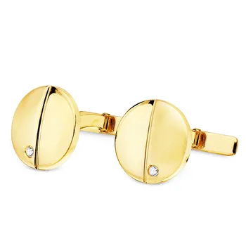 

Cufflinks 18k gold round 15mm. Shimmer matte zircons man