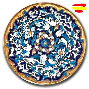 

Ceramics plate from 17cm/6,7 inch diameter-ceramics glazed up handmade-done in España-oro 24k - ARTECER-MIJASCERAMIC-