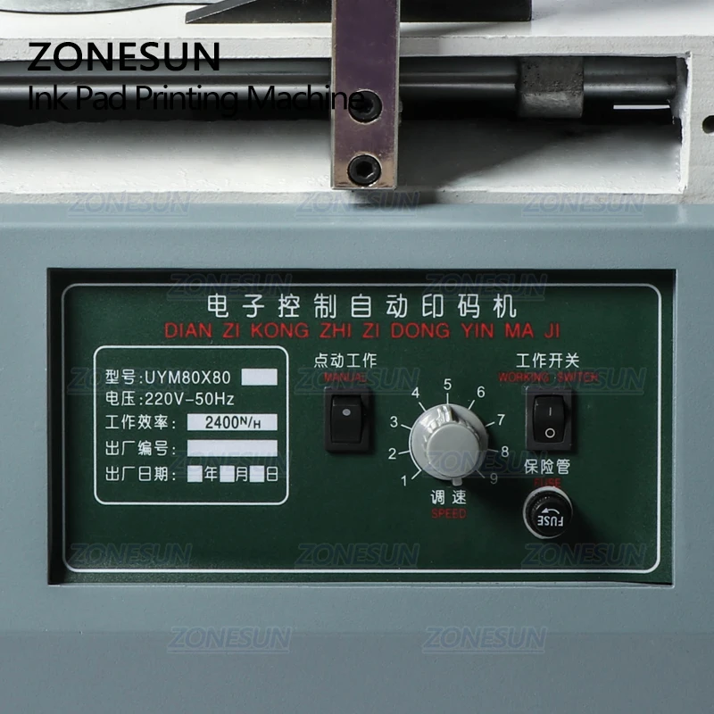 ZONESUN, автоматическая печатная машина с чернильными подушечками, электрическая машина для кодирования даты производства, пластиковая молочная картонная бутылка, принтер для стеклянных подушечек