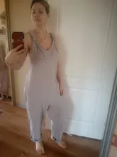 Moda novedosa, mono holgado liso para mujer y Chica, mono con tirantes de algodón y lino, mono con pantalones largos informales, monos de talla grande