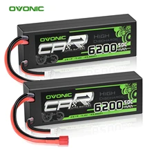 

OVONIC 7.4V 6200mAh 2S1P 50C RC Battery Hardcase Lipo Battery with Deans Plug for RC Car Trucks Car Racing 2PCS