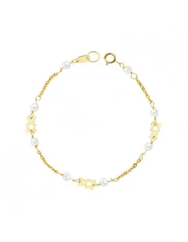 

Baby bracelet gold teddy bear with pearls