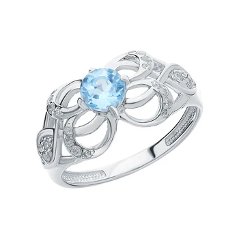 

Silver ring with Topaz and cubic zirconia sunlight sample 925 test