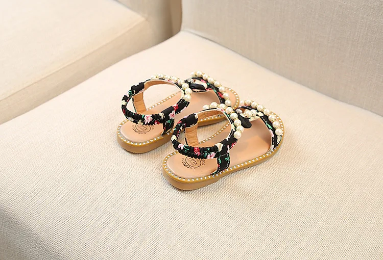 Fashion Girls Sandals Kids Summer Shoes 2022 Elegant Pearl Roman Party Princess Shoe Flats Non-slip Casual Baby Beach Sandals child shoes girl