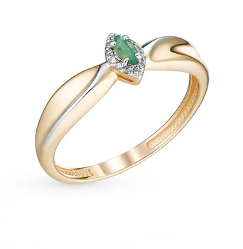 

Gold ring with emeralds and diamonds sunlight sample 585