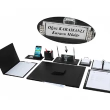 Нева 12 шт. полный набор роскошный черный кожаный стол набор/стол Pad набор с именной табличкой табличка тег главный Органайзер