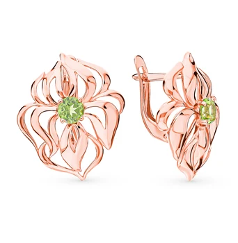 

Gold earrings with хризолитом sunlight sample 585