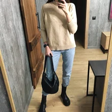 Sweater Pullovers Mock-Neck Beige Purple Winter Green 8-Colors High-Quality Women C-232