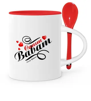 

Father's Day Custom Dear Dad Red Spoon Mug Cup-6
