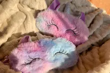 Mascarilla antifaz de fiesta con dibujos de unicornios, cubierta de felpa para dormir, para viajes, casa, niños, regalo