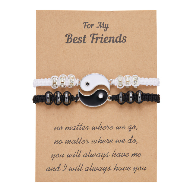 Chinese Retro Tai Chi Couple Bracelets Set Pendant Adjustable Braid Chain Charm Bracelet Lover Jewelry Valentine's day Gift